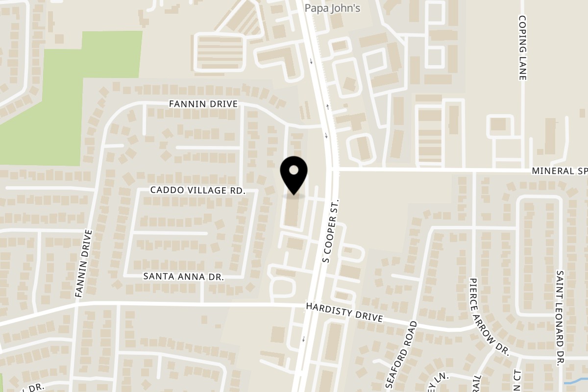 Map showing the location of Good Day Cafe on 6204 S Cooper St #132 in Arlington